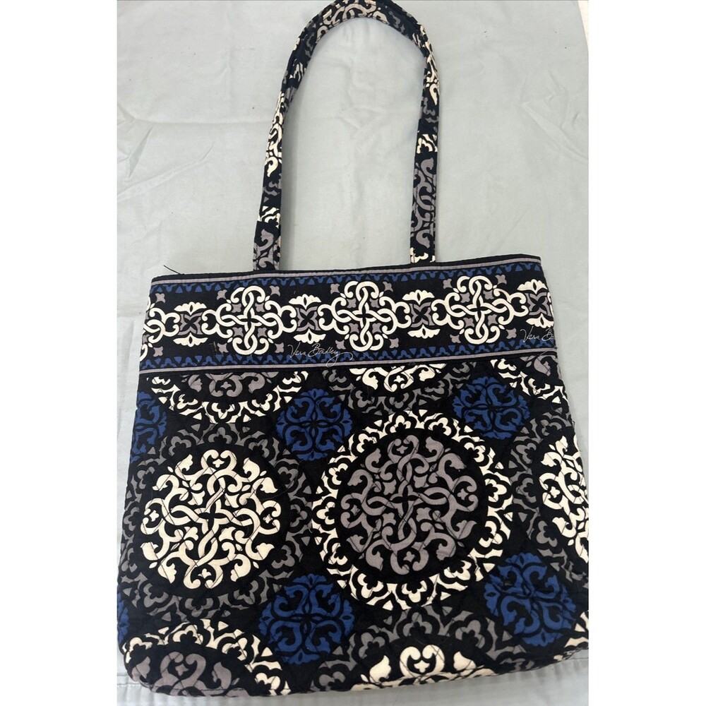 Vera Bradley Canteberry Colbalt Blue Quilted Tote Bag Medium Purse - Picture 4 of 11
